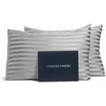 thumbnail image 1 of Fishers Finery 25mm 100% Pure Mulberry Silk Pillowcase Set (Gray Stripe Queen 2 Pack), 1 of 7
