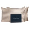 thumbnail image 1 of Fishers Finery 25mm 100% Pure Mulberry Silk Pillowcase (Taupe Stripe Standard 2 Pack), 1 of 7