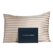 Fishers Finery 25 Momme 100% Pure Mulberry Silk Pillowcase for Hair & Skin, Grade 6A, Standard, Taupe Stripe