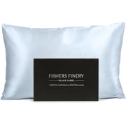 Fishers Finery 30 Momme 100% Pure Mulberry Silk Pillowcase for Hair & Skin, Grade 6A, Standard, Blue