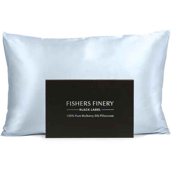 Fishers Finery 30 Momme 100% Pure Mulberry Silk Pillowcase for Hair & Skin, Grade 6A, Standard, Blue