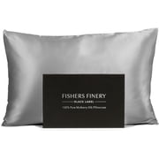Fishers Finery 30 Momme 100% Pure Mulberry Silk Pillowcase for Hair & Skin, Grade 6A, Standard, Silver