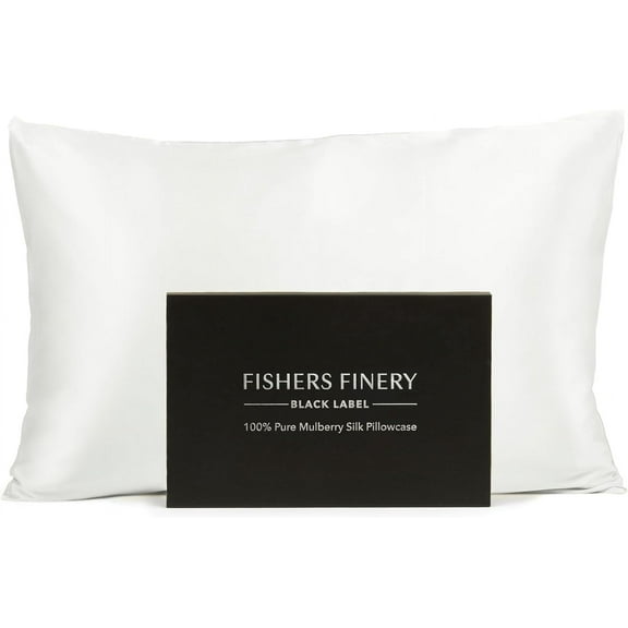 Fishers Finery 30mm 100% Pure Mulberry Silk Pillowcase (White, King)