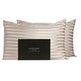 thumbnail image 1 of Fishers Finery 30mm 100% Pure Mulberry Silk Pillowcase Set (Taupe Stripe, Standard, 2 Pack), 1 of 5