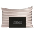 thumbnail image 1 of Fishers Finery 30 Momme 100% Pure Mulberry Silk Pillowcase for Hair & Skin, Grade 6A, Standard, Taupe Stripe, 1 of 7
