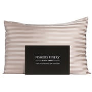 Fishers Finery 30 Momme 100% Pure Mulberry Silk Pillowcase for Hair & Skin, Grade 6A, Standard, Taupe Stripe