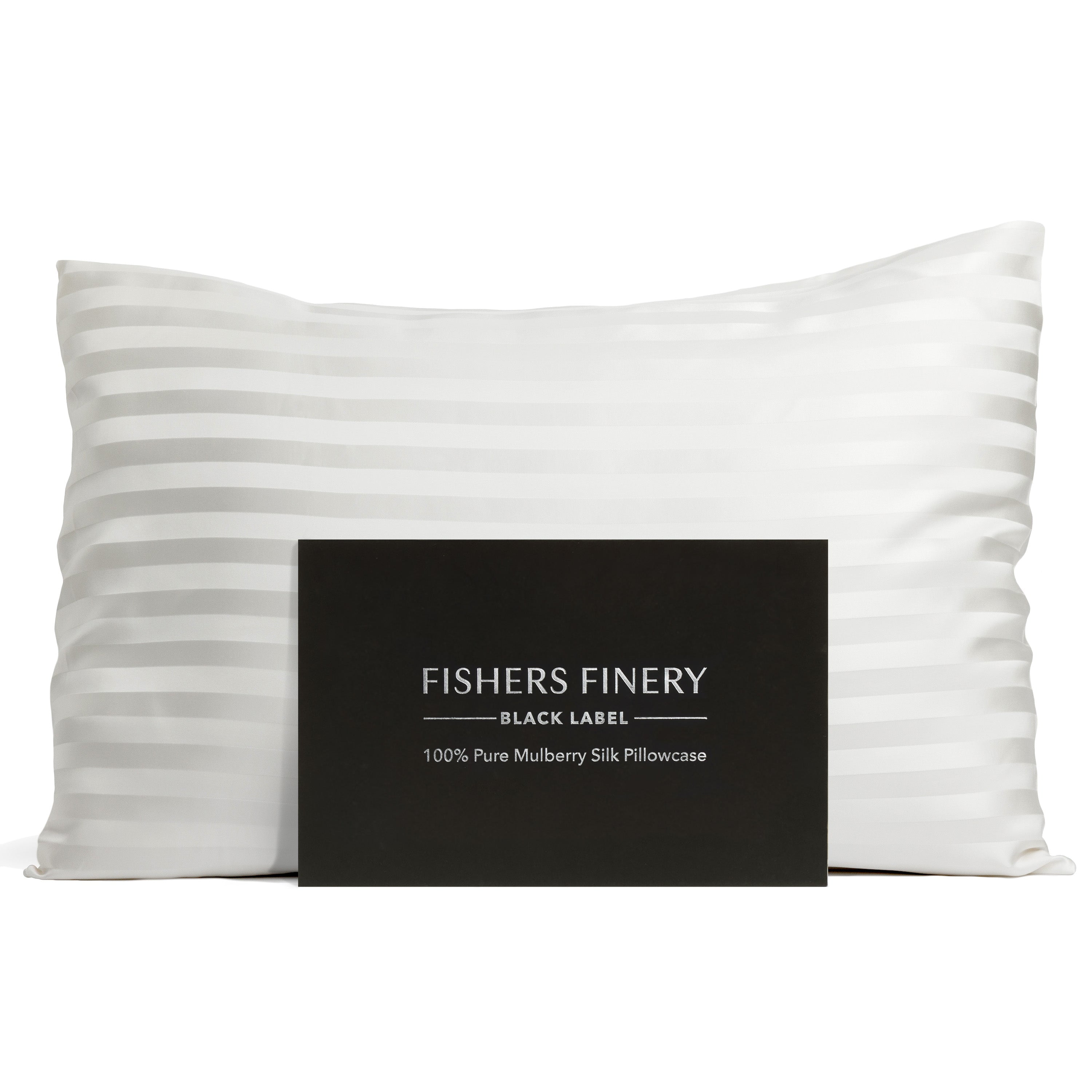 Fishers Finery 30mm 100% Pure Mulberry Silk Pillowcase (White Stripe, Queen)