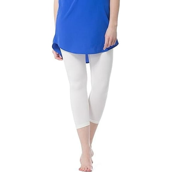 Fishers Finery Ecofabric Capri Legging; Casual Lounge Legging (White, L)