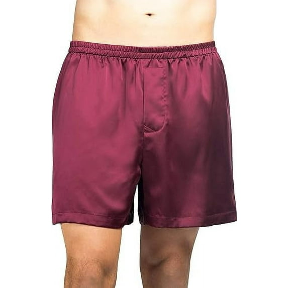 Fishers Finery Men's 100% Pure Mulberry Silk Boxers-Improved Waist (Burgundy, S)