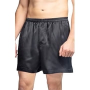 Fishers Finery Mens 100% Pure Mulberry Silk Boxers - Luxury Boxers Black, M