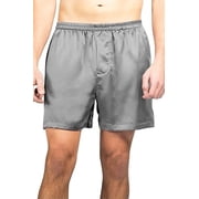 Fishers Finery Mens 100% Pure Mulberry Silk Boxers; Luxury Sleepwear Gray, L