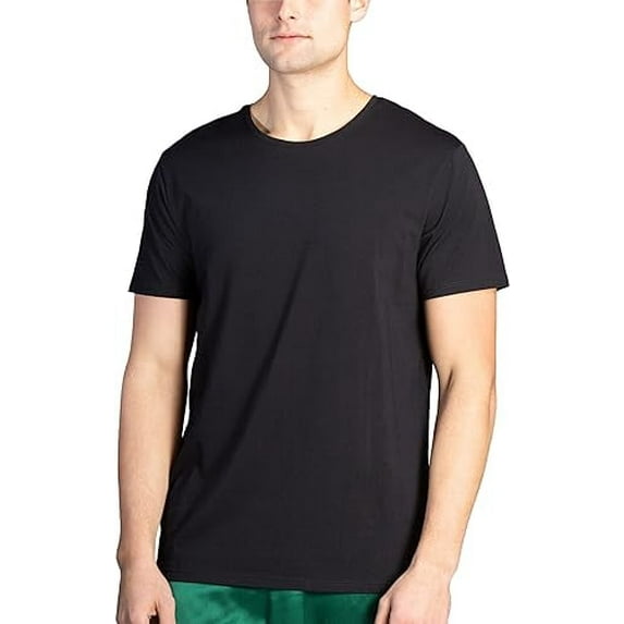 Fishers Finery Men's Crew Neck Comfort Stretch Undershirt | Soft | Breathable (Black, M)