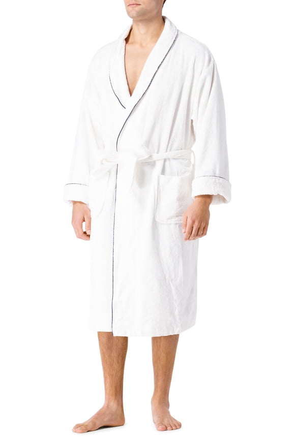 Men's Premier EcoFabric Turkish Style Terry Spa Robe - Ultra Plush (White, L/XL)