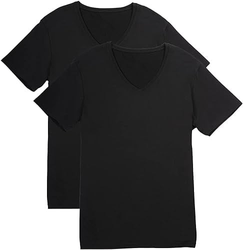 Fishers Finery Men's Soft Modal V Neck Tee | Extra Long (Black, XL 2pk ...
