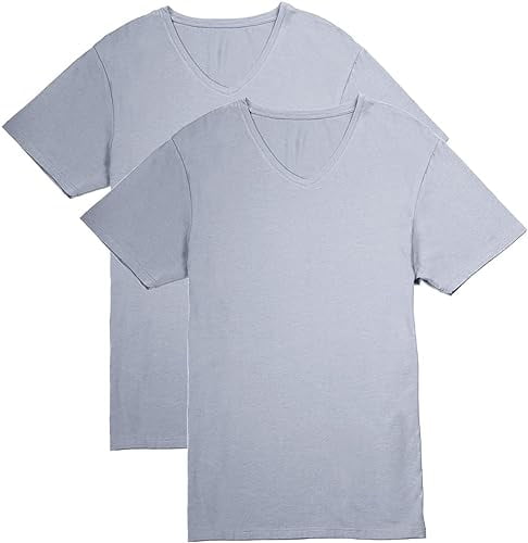 Fishers Finery Men's Soft Modal V Neck Tee | Extra Long (Sky, XL 2pk ...