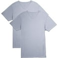 thumbnail image 1 of Fishers Finery Men's V Neck Modal Cotton Undershirt| Extra Length (Sky, L 2pk), 1 of 5