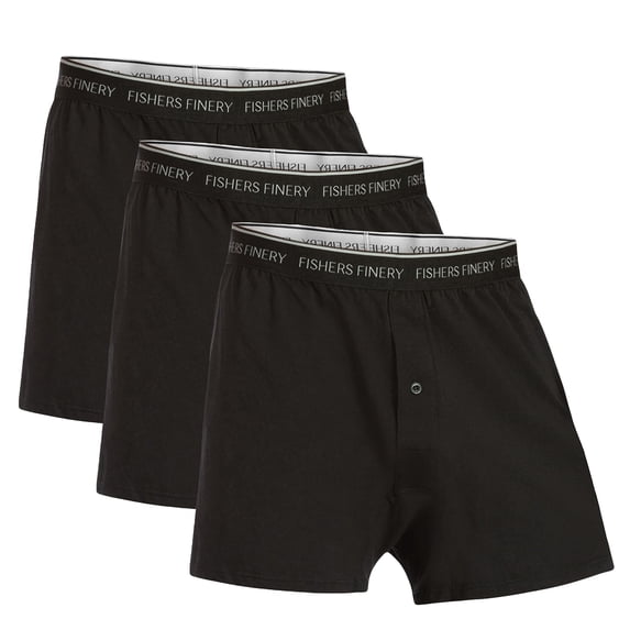 Fishers Finery Mens Boxers; Modal Cotton Microfiber Blend; 3 Pack (Black, S)