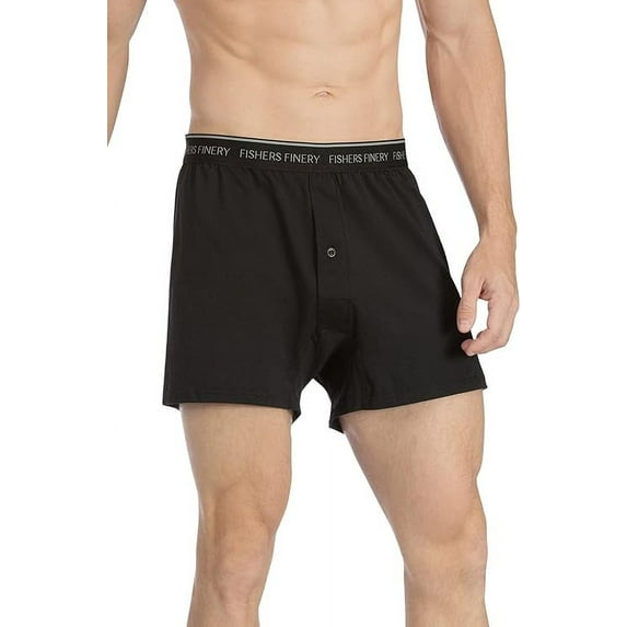 Fishers Finery Mens Underwear Boxer; Modal Cotton Blend; Single Pack (Black, L)