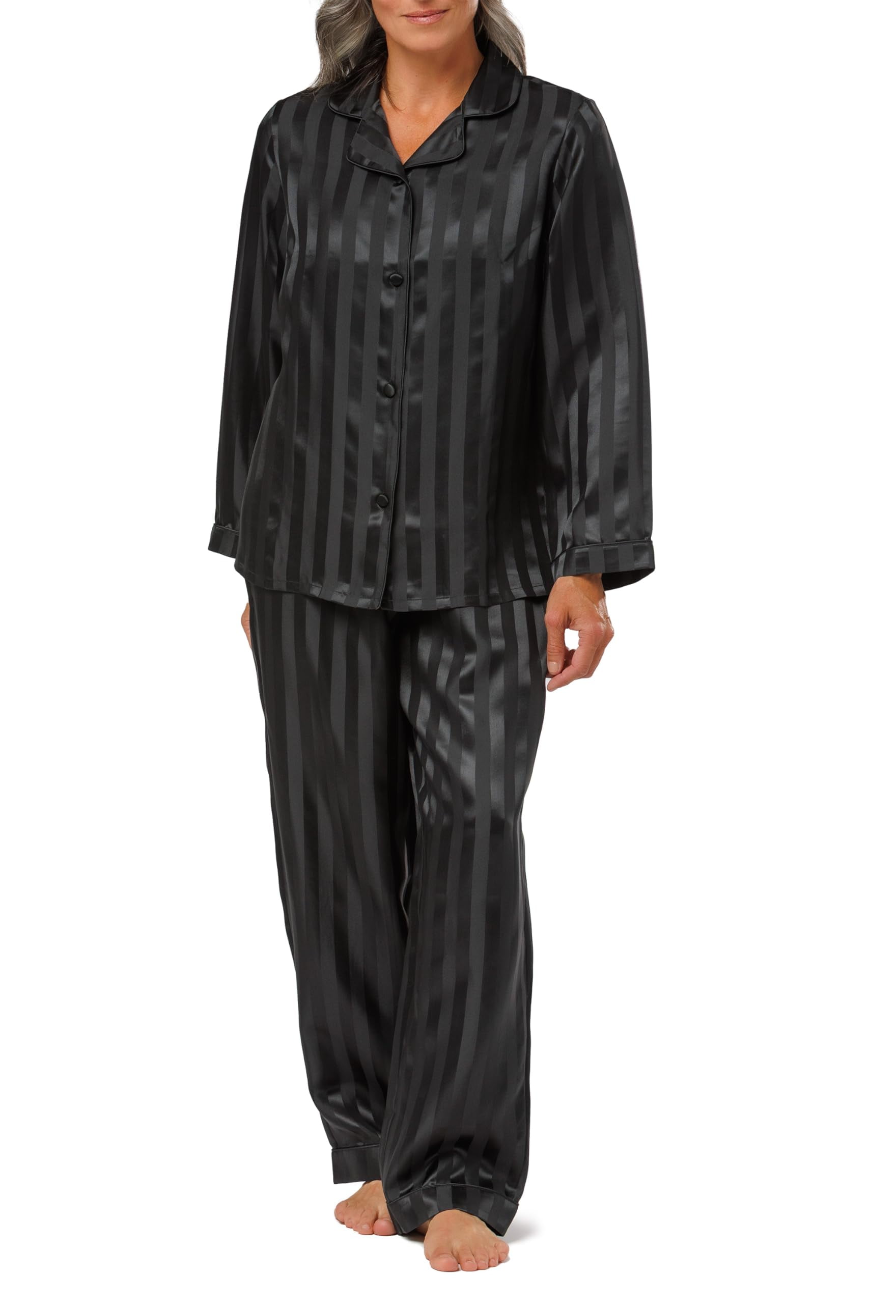 Fishers Finery Women's 100% Mulberry Silk Long Pajama Set with Gift Box ...