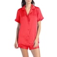 thumbnail image 1 of Fishers Finery Women's 100% Mulberry Silk Pajama Set; Button Front (Red, S), 1 of 6