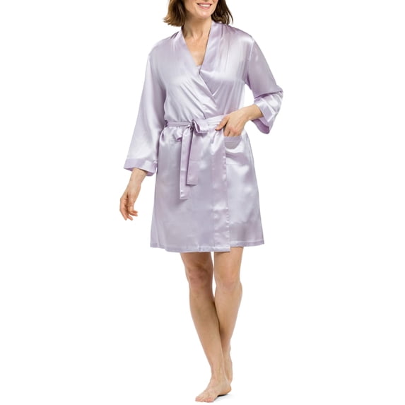 Fishers Finery Women's 100% Pure Mulberry Silk Robe; (Lavender, S)