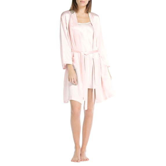 Fishers Finery Women's 100% Pure Mulberry Silk Robe; (Pink, L)