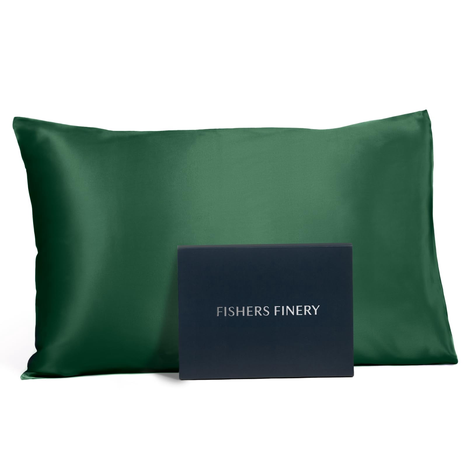 Fishers Finery 19mm 100% Pure Mulberry Silk Pillowcase, Quality Tested (Dark Green, Q)