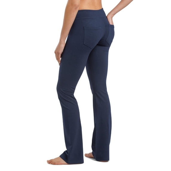 Fishers Finery Women's Bootleg Yoga Pant; Back Pockets; Cotton & Modal Blend (Navy, XS Petite)