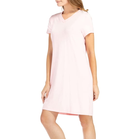 Fishers Finery Women's EcoFabric Knit Nightgown Sleepwear Dress (Pink, L)