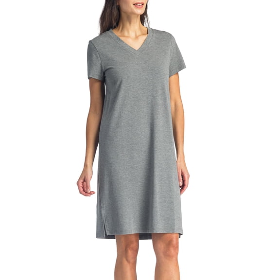 Fishers Finery Women's EcoFabric Organic Cotton & Rayon Nightgown Knit Dress (Lt Gry, XL)