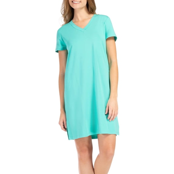 Fishers Finery Women's EcoFabric Organic Cotton & Rayon Nightgown Knit Dress (Trqse, XL)