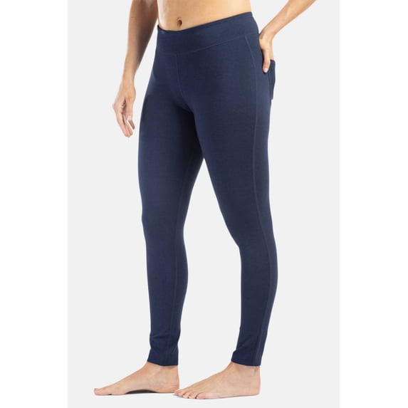 Fishers Finery Women's Ecofabric Ankle Length Yoga Pants with Back Pockets (Navy, L)