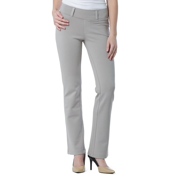 Fishers Finery Women's Ecofabric Ponte Knit Bootleg Dress Pant with Belt Loops (Gray, XS Tall)