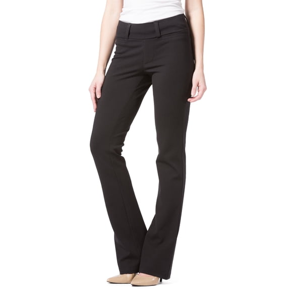 Fishers Finery Women's Ecofabric Ponte Knit Bootleg Dress Pant with Belt Loops (Black, S)