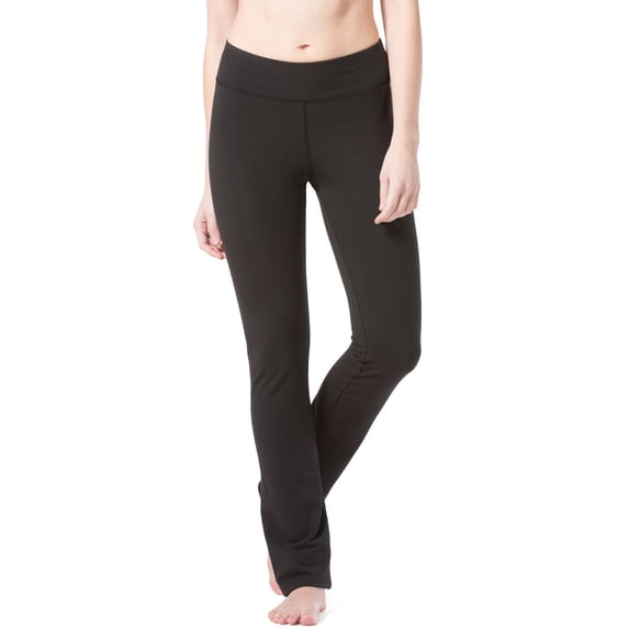 Fishers Finery Women's Ecofabric Straight Leg Yoga Pant; Cotton & Modal Blend (Black, L)