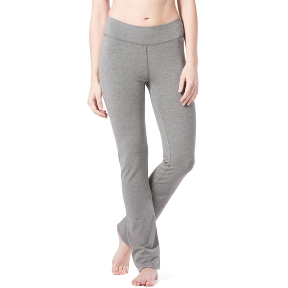 Fishers Finery Women's Ecofabric Straight Leg Yoga Pant; Cotton & Modal Blend (Light Heather Gray, L Petite)