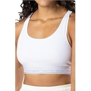 Fishers Finery Womens Light Support Racerback Everyday Bralette - Logo Flexible/Wire Free Band White, XL