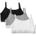 thumbnail image 1 of Fishers Finery Women's Lightweight Pull Over Bralette with Adjustable Straps - Lightly Lined Low Impact Yoga Bra with Full Coverage and Support (Multi, XS, 3PK), 1 of 5