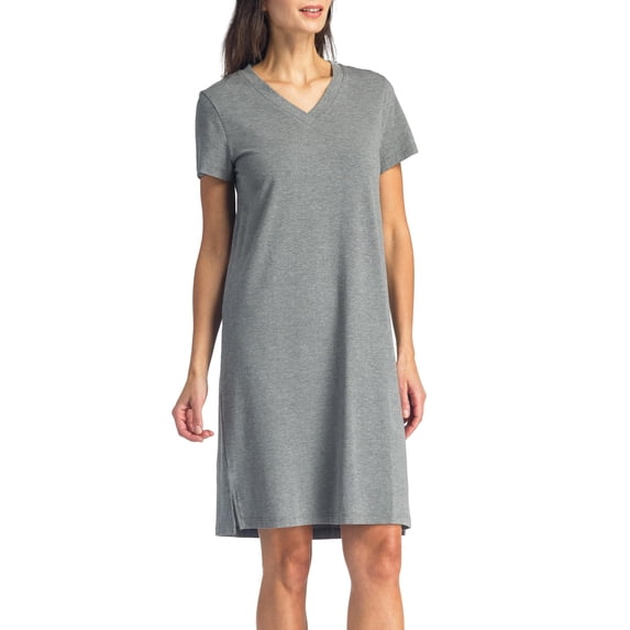 Fishers Finery Women's Organic Cotton Sleepwear Nightgown Dress (Lt Gry, XS)