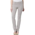 thumbnail image 1 of Fishers Finery Women's Ponte Stretch Skinny Straight Leg Business Casual Pants - Pull On Mid Rise with Belt Loops (Gray, M Petite), 1 of 5