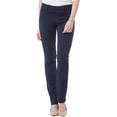 thumbnail image 1 of Fishers Finery Women's Ponte Stretch Skinny Straight Leg Business Casual Pants - Pull On Mid Rise with Belt Loops (Navy, XL Petite), 1 of 5
