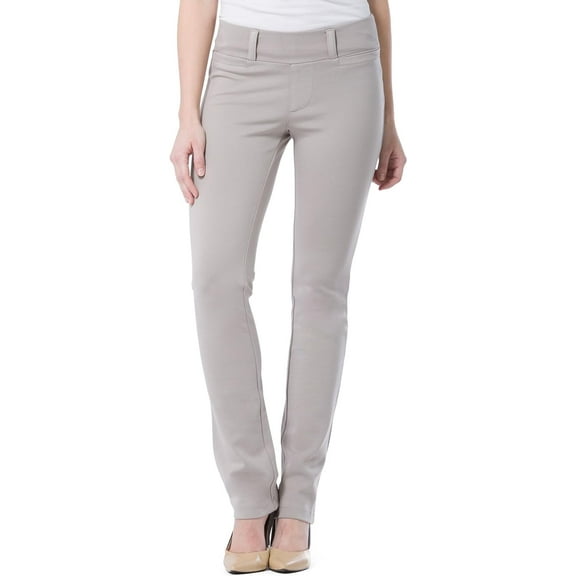 Fishers Finery Women's Ponte Stretch Skinny Straight Leg Business Casual Pants - Pull On Mid Rise with Belt Loops (Gray, XL)