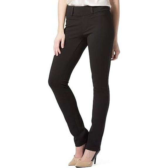 Fishers Finery Women's Ponte Stretch Slim Straight Leg Dress Pant - Wear to Work Pull On Mid Rise, Yoga Legging Comfort (Black, XL)