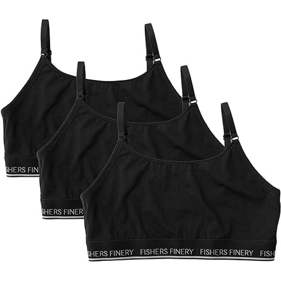 Fishers Finery Women's Pull Over Cotton Modal Blend Plus Size Bralette with Adjustable Straps - Full Coverage Bra Low Back Smoothing Wire Free Design (Black, XL, 3PK)