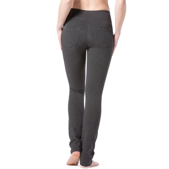 Fishers Finery Women's Straight Leg Yoga Pant with Pockets; Cotton & Modal Blend (Heather Gray, XL)