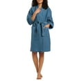 thumbnail image 1 of Fishers Finery Women's Waffle Kimono Resort Spa Robe; Above Knee with Tie Waist; Lightweight Quilted Bathrobe (Blue, XS), 1 of 6