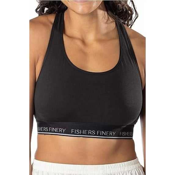 Fishers Finery Women's Wire Free Cotton Modal Sleeping Bralette (Black, L) - Everyday Comfort and Support