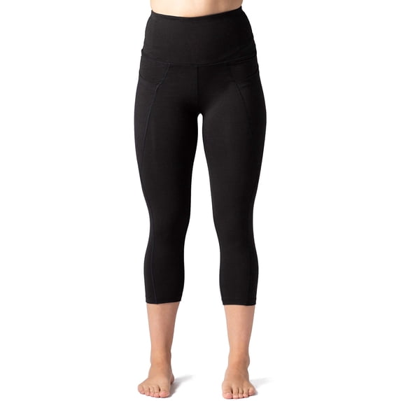 Fishers Finery Womens Ecofabric Active Yoga High Waist Workout Capri; Cotton & Modal Blend (Black, S)