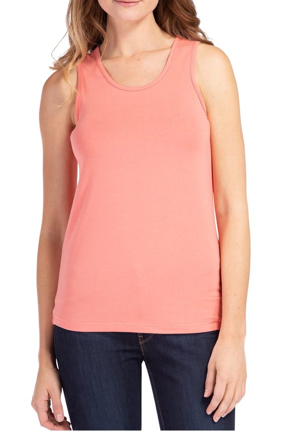 Womens Essential Ecofabric Jersey Casual Yoga Tank (Coral, XL)