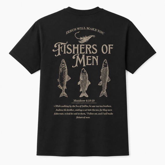 Fishers of Men Christian Fishing Graphic T-Shirt, Unisex Classic Fit